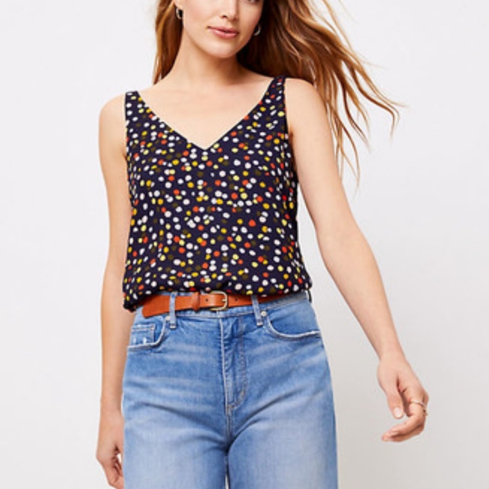 LOFT Black Polka Dot Tank Top